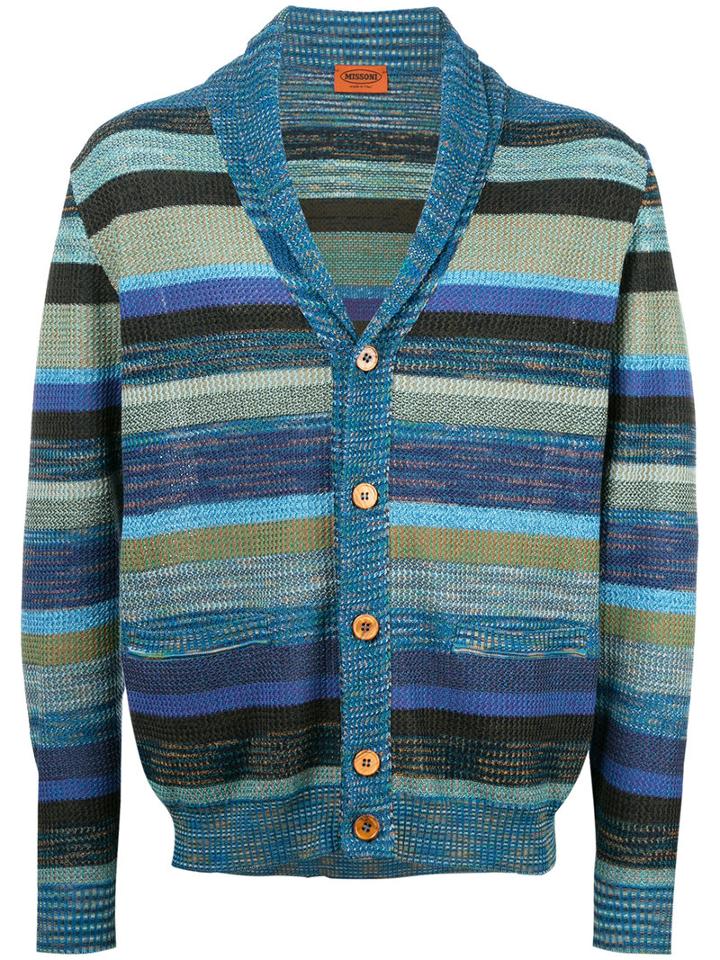 Missoni Striped V-neck Cardigan, Men's, Size: 50, Cotton/linen/flax