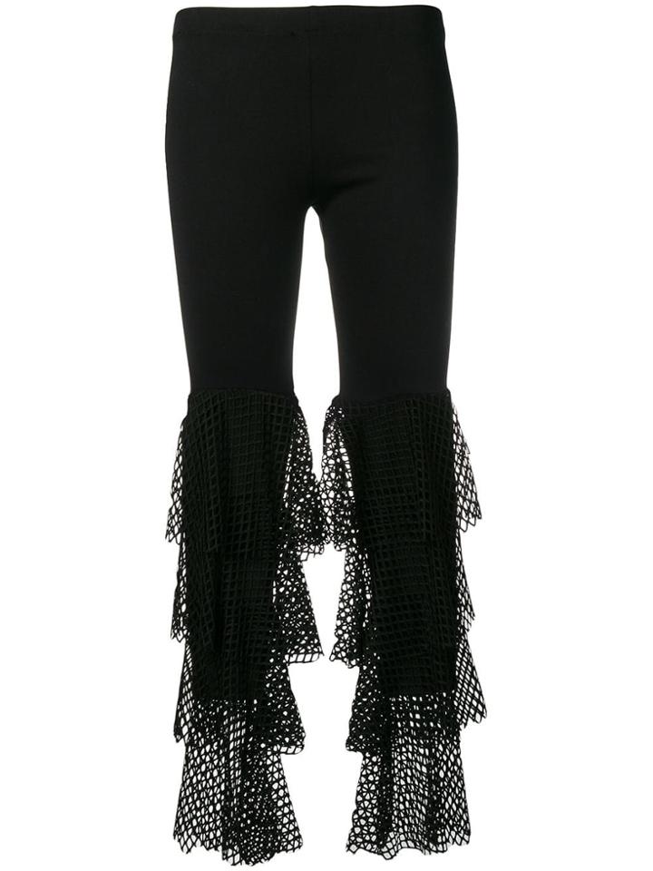 Gaelle Bonheur Tiered Mesh Detail Leggings - Black