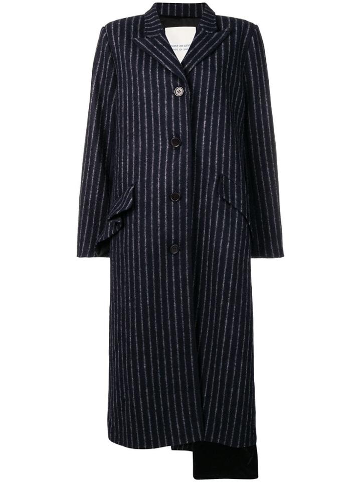 Walk Of Shame Long Pinstripe Coat - Blue