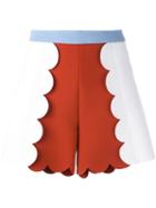Msgm Colour Block Scalloped Shorts, Women's, Size: 42, Spandex/elastane/viscose/polyester