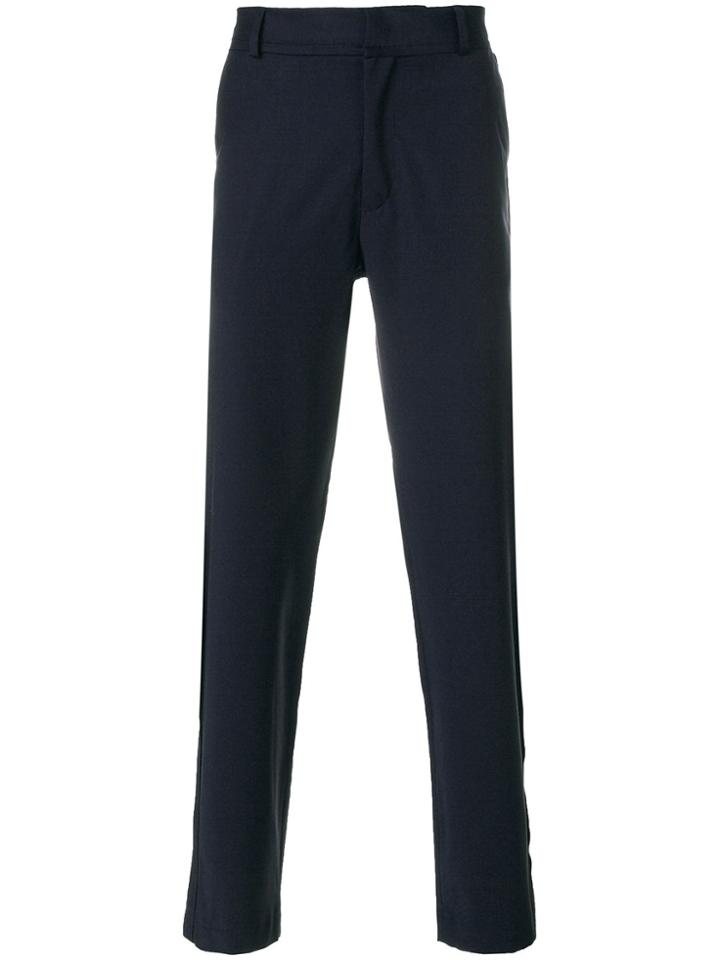 Maison Flaneur Side-striped Straight-leg Trousers - Blue