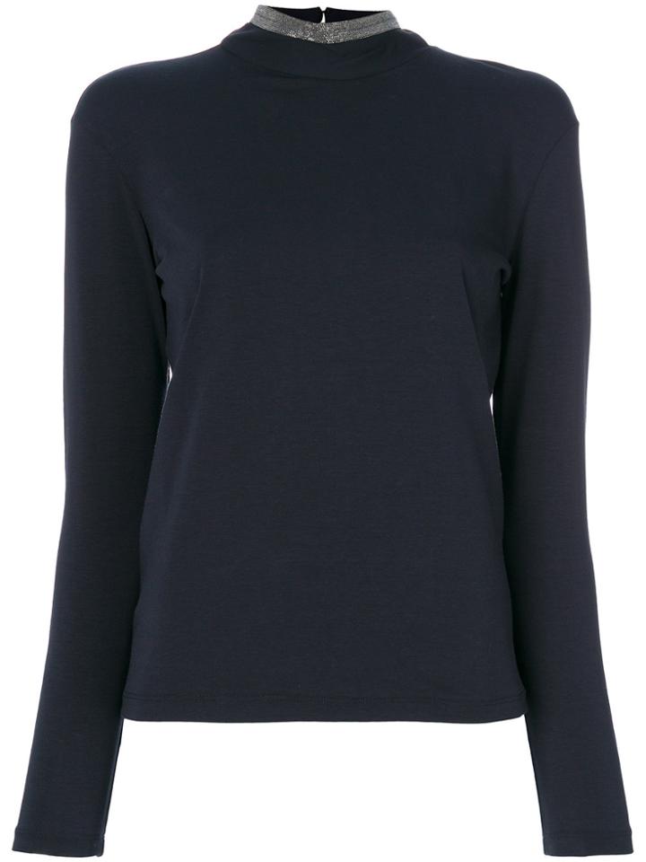 Fabiana Filippi Contrast Neckline Blouse - Blue