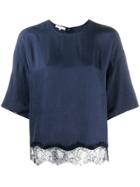 Vince Lace Hem Blouse - Blue