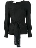 Philosophy Di Lorenzo Serafini Cropped Tie Waist Patterned Blouse -