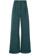 Société Anonyme - Long Brunch Trousers - Women - Wool - 40, Green, Wool