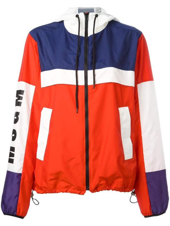 Msgm Hooded Zipped Jacket, Women's, Size: 40, Red, Polyamide/polyester