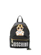 Moschino Logo Patch Medium Backpack - Black