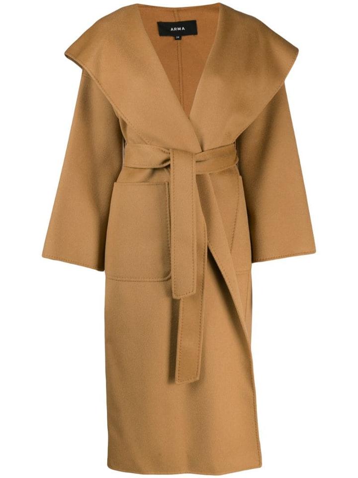 Arma Belted Wool Wrap Coat - Neutrals