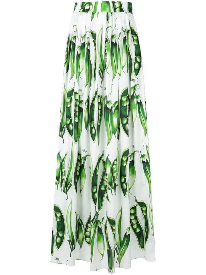 Dolce & Gabbana Pea Printed Full Skirt - White