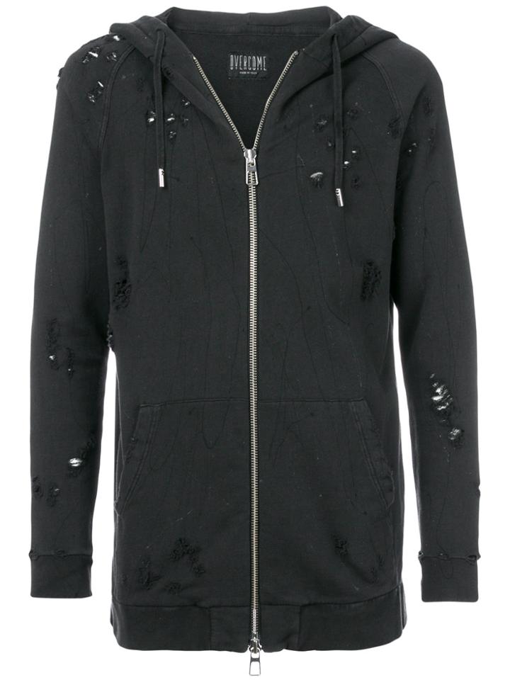 Overcome Ripped Effect Hoodie - Black