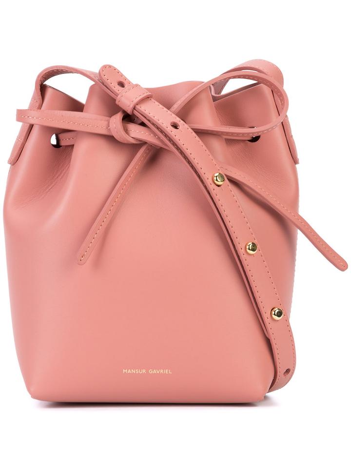 Mansur Gavriel - Drawstring Bucket Bag - Women - Leather - One Size, Pink/purple, Leather