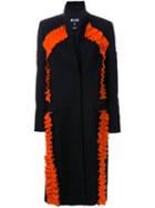 Msgm Ruffled Coat, Women's, Size: 44, Black, Polyamide/wool