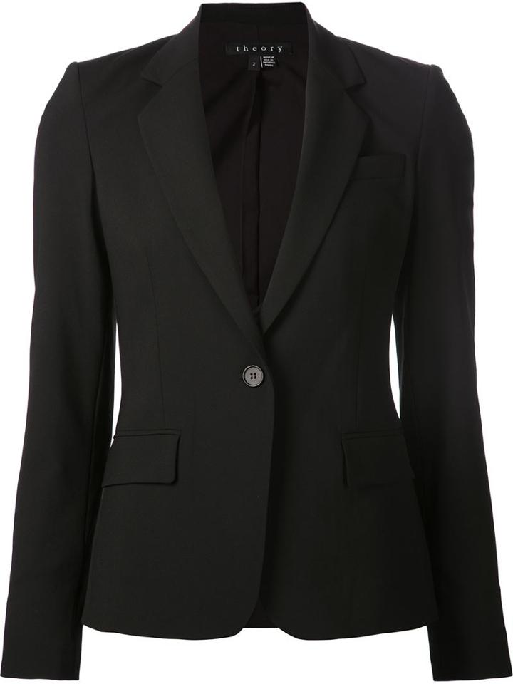 Theory Fitted Blazer, Women's, Size: 4, Black, Spandex/elastane/wool