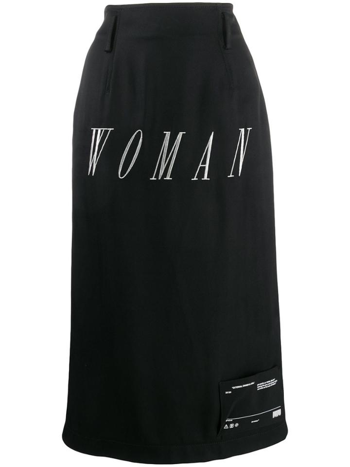 Off-white Embroidered Midi Skirt - Black