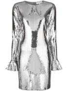 Michael Michael Kors Sequined Ruffle-sleeve Dress - Metallic