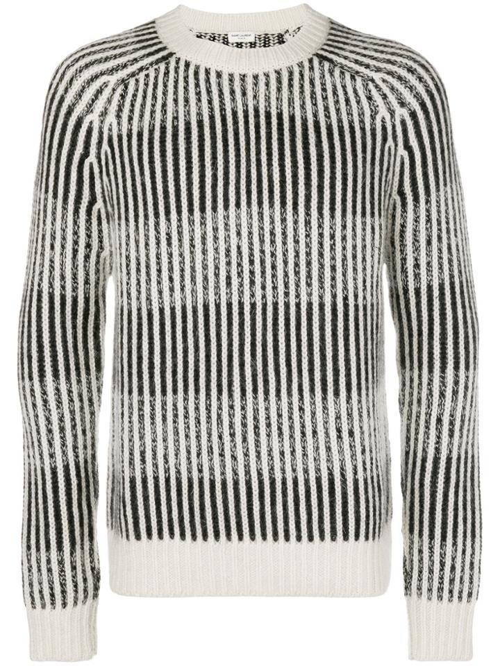 Saint Laurent Striped Ribbed Sweater - Nude & Neutrals