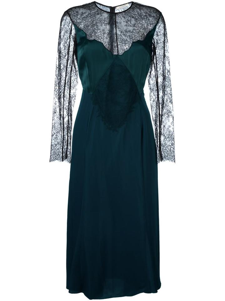 Nina Ricci Lace Panel Dress, Women's, Size: 42, Blue, Silk/viscose/polyamide