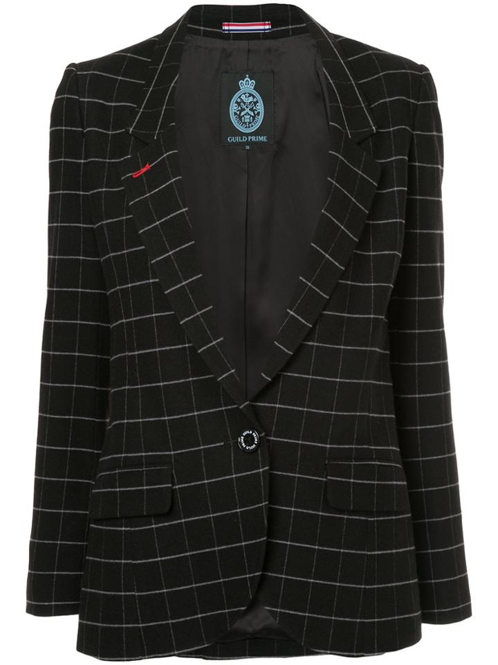 Guild Prime Checked Fitted Blazer - Black