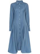 Anouki Gathered-waist Shirt-dress - Blue