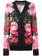 Dolce & Gabbana Floral Patterned Cardigan, Women's, Size: 44, Black, Cashmere/silk