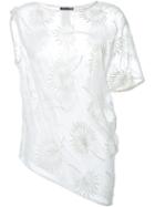 Ann Demeulemeester Asymmetric Sheer Embroidered Top, Women's, Size: 36, White, Silk/cotton