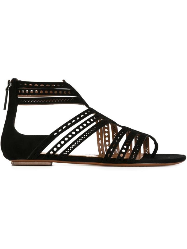 Alaïa Perforated Strap Flat Sandals