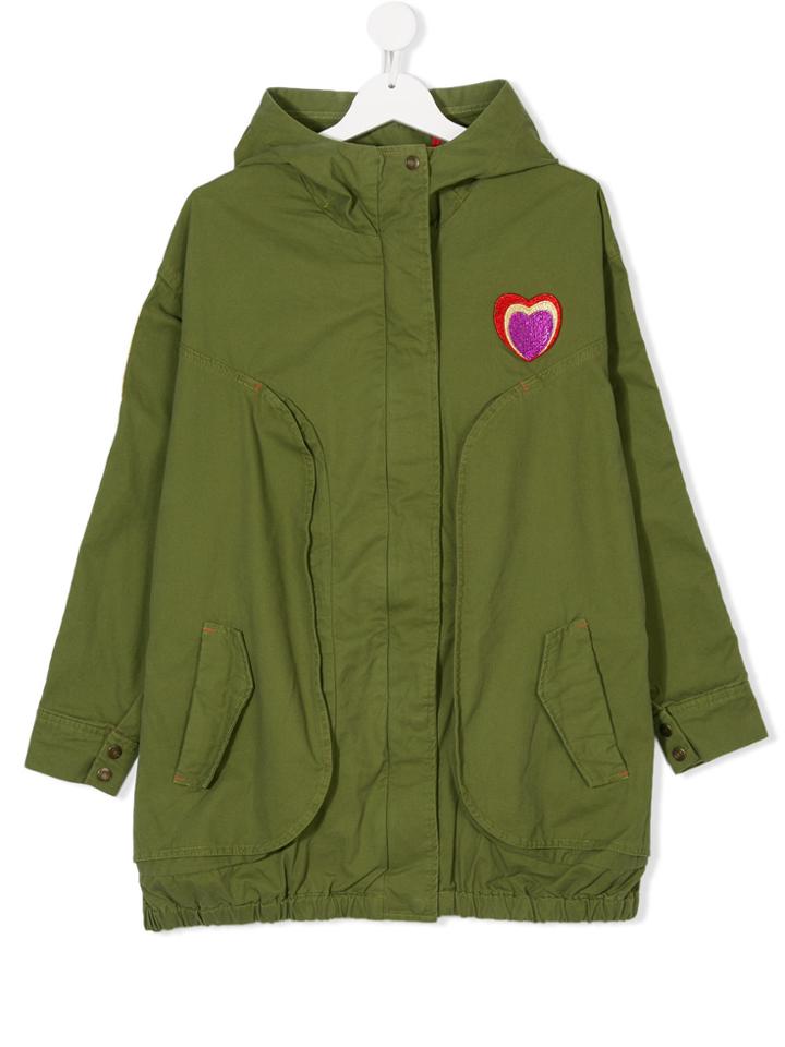 Little Marc Jacobs Rainbow Logo Hooded Coat - Green