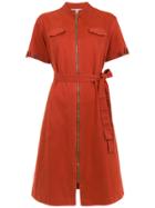 Sissa Zipped Straight Dress - Red