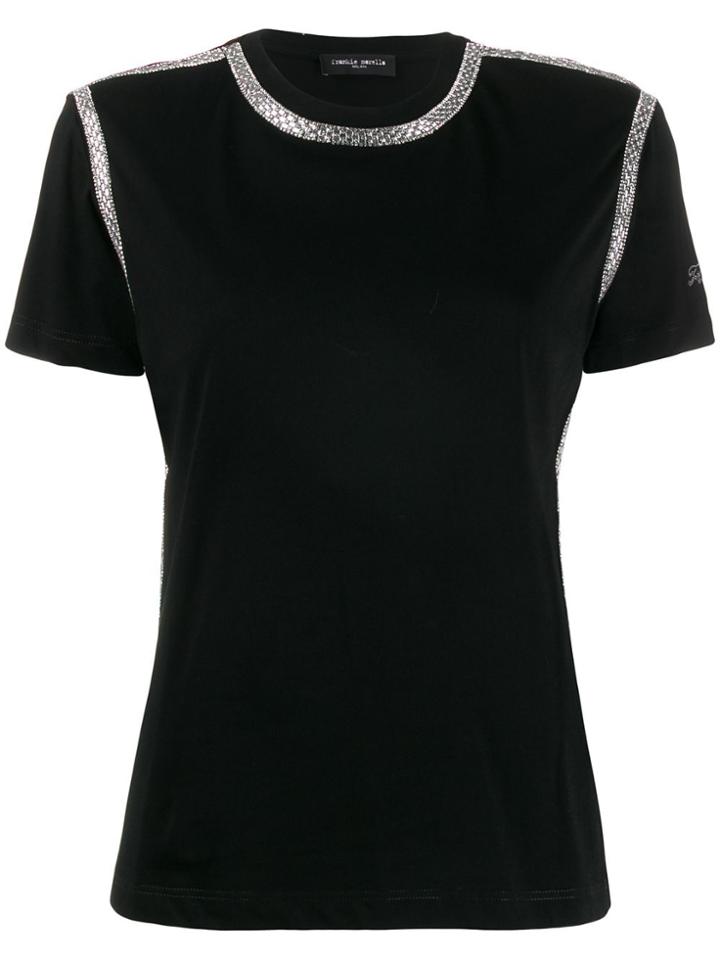 Frankie Morello Rhinestone-trimmed Crew-neck T-shirt - Black