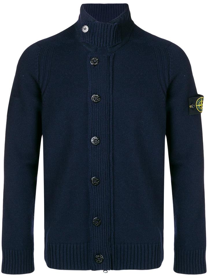 Stone Island Zip Front Cardigan - Blue