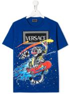 Young Versace Teen Cartoon Print T-shirt - Blue