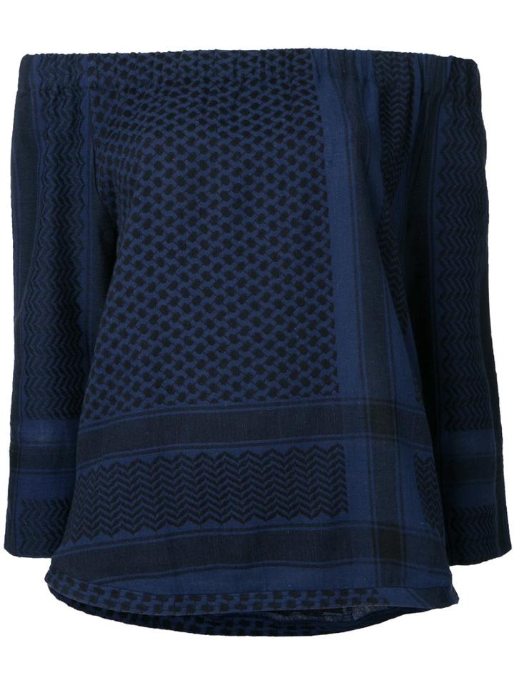 Cecilie Copenhagen - Off Shoulder Blouse - Women - Cotton - 2, Blue, Cotton