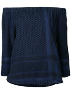 Cecilie Copenhagen - Off Shoulder Blouse - Women - Cotton - 2, Blue, Cotton
