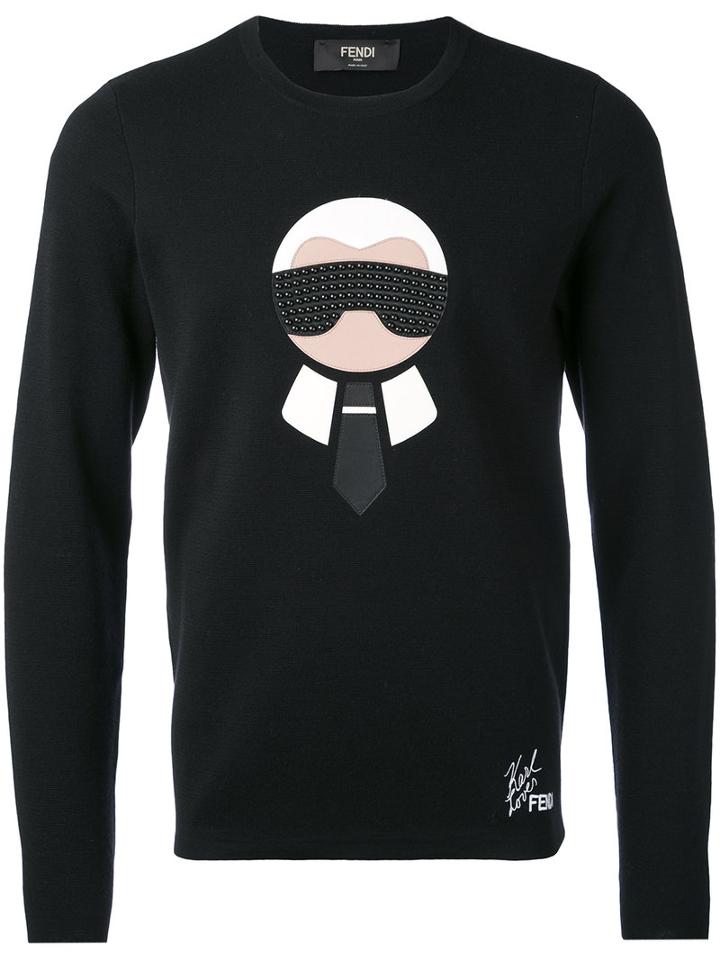 Fendi - Karl Motif Sweater - Men - Wool/plastic - 46, Black, Wool/plastic