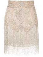 Dundas Bead Embroidered Mini Skirt - Neutrals