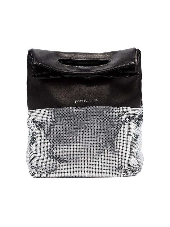 Paco Rabanne Black And Silver Folding Leather Clutch Bag