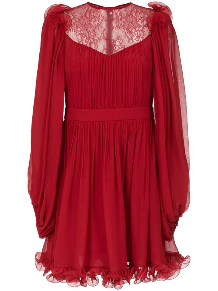 Reinaldo Lourenço Lace Inserts Dress - Red