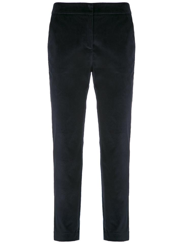 Egrey - Velvet Straight Trousers - Women - Cotton/spandex/elastane - 38, Blue, Cotton/spandex/elastane
