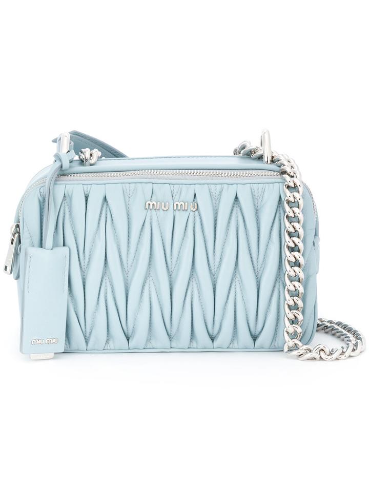 Miu Miu Matelassé 'little' Bag, Women's, Blue, Leather