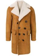 Dsquared2 Shearling Double-breasted Coat - Brown