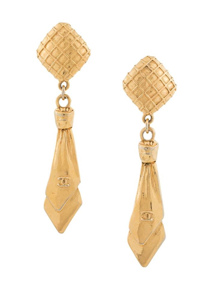 Chanel Vintage Tie Swing Earrings - Metallic
