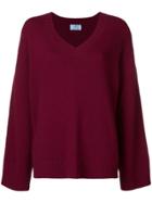 Prada Slouchy V-neck Sweater - Red