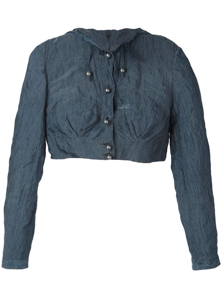 Romeo Gigli Vintage Cropped Hooded Jacket - Blue