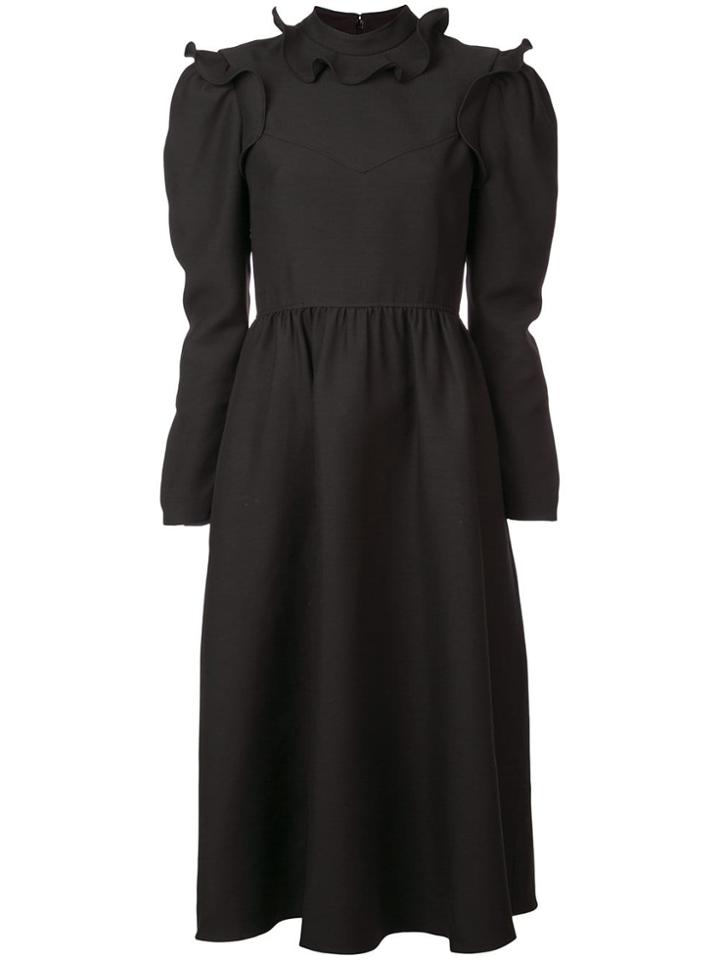Valentino Ruffle Trim Midi Dress - Black