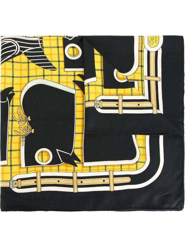 Hermès Vintage Camalis Printed Scarf, Women's, Black