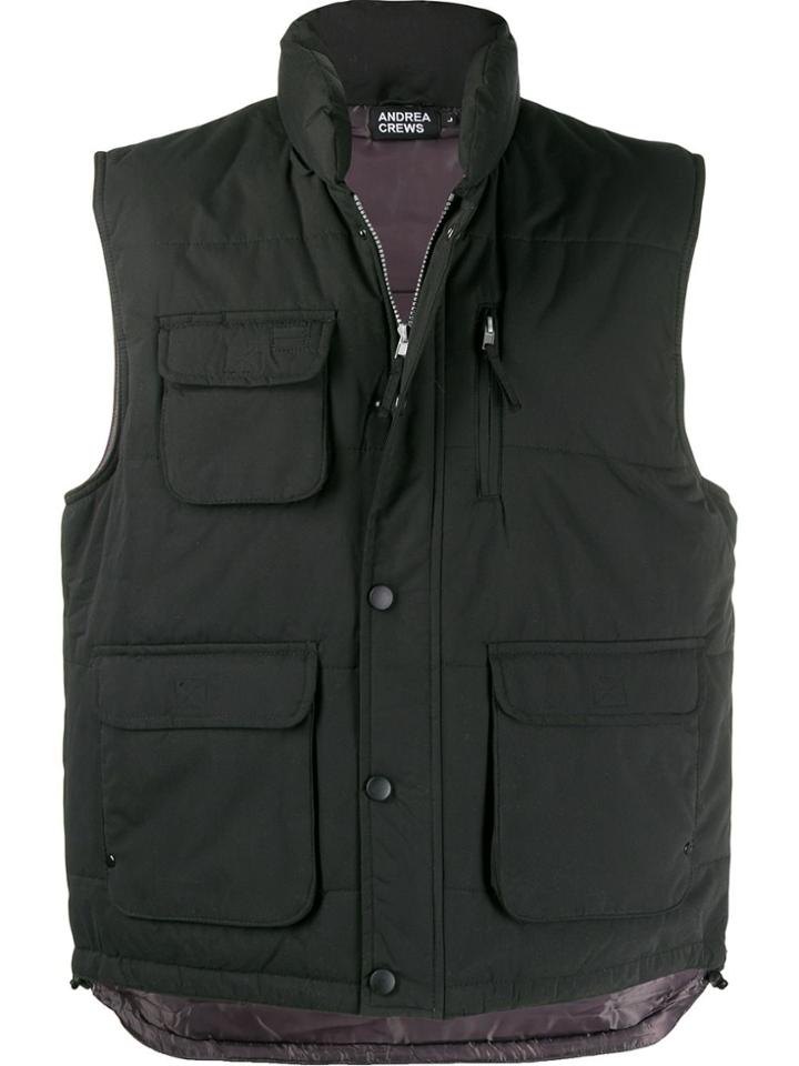 Andrea Crews Patch Pocket Padded Gilet - Black