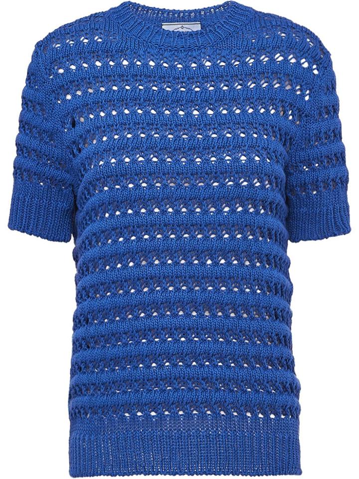 Prada Crochet Knitted Top - Blue