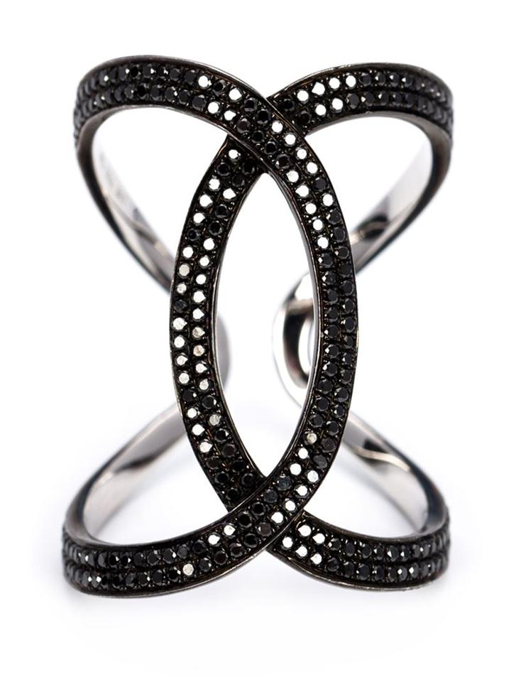 Kristin Hanson Diamond Wave Ring, Women's, Black, 18kt Gold/black Diamond