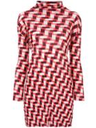 Pleats Please By Issey Miyake Geometric Print Long Blouse, Women's, Size: 3, Red, Polyester