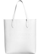 Burberry Medium Logo Embossed Tote - White
